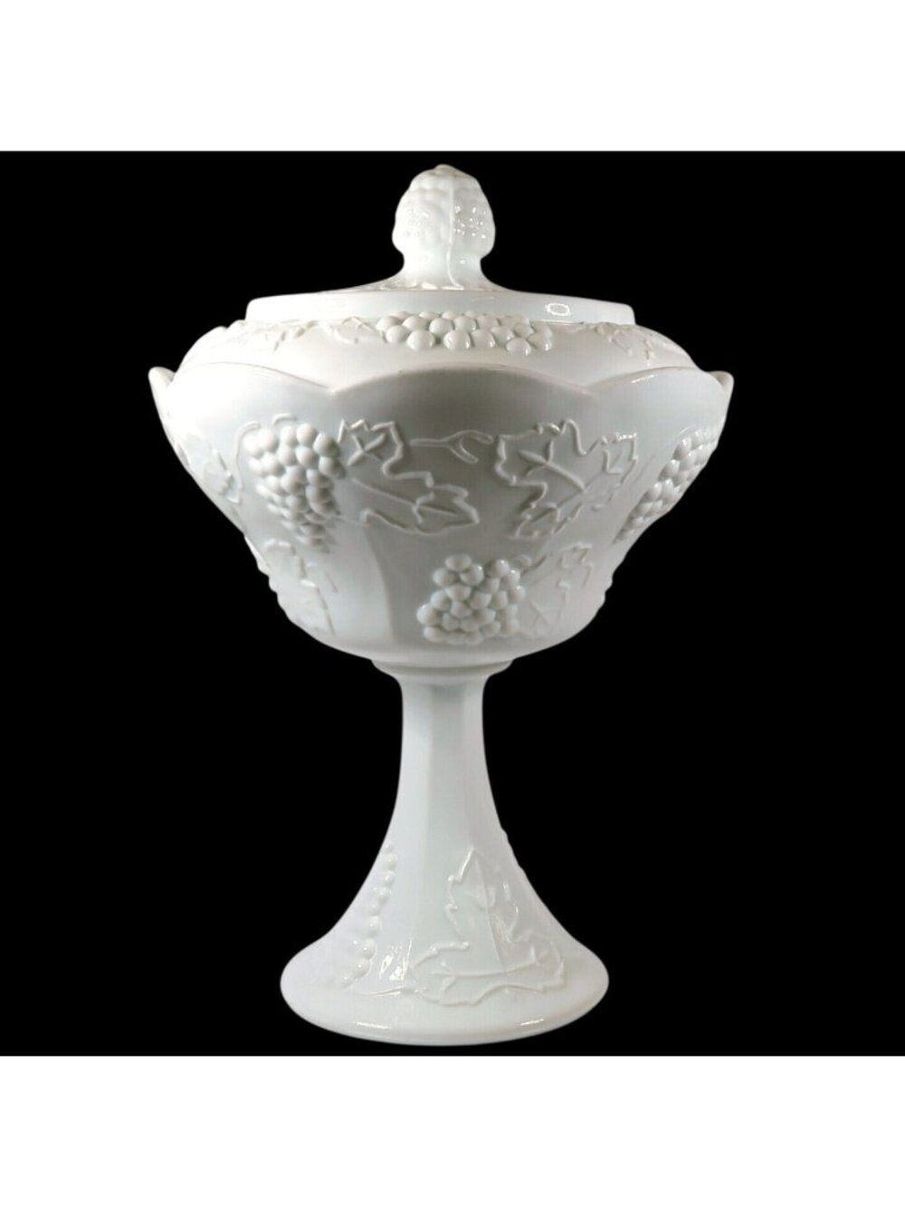 Colony Harvest Milk Glass Compote with Lid Vintage Mid-Century Wedding Bowl